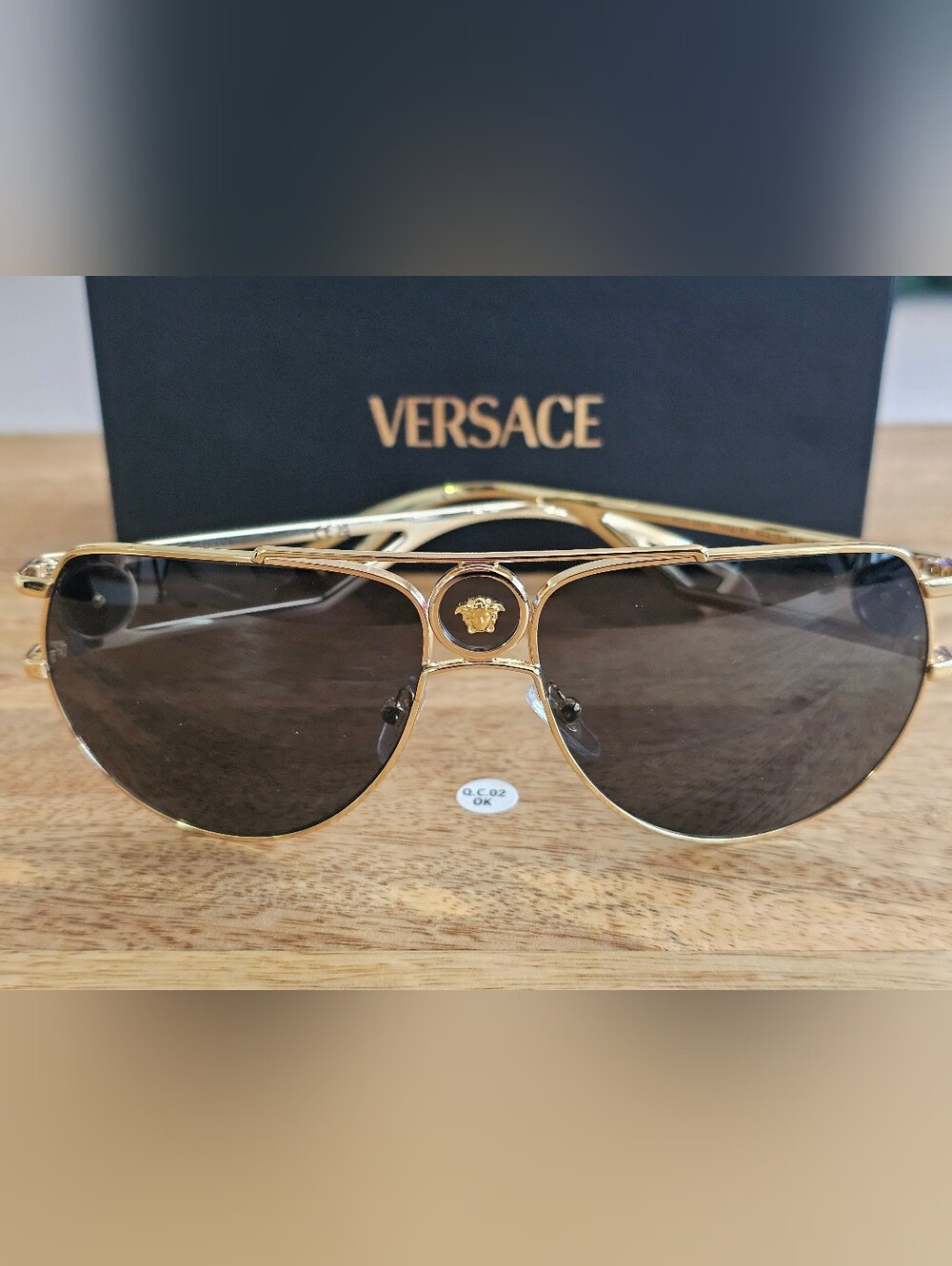 Versace Gold Frame Sunglasses with Brown Lenses